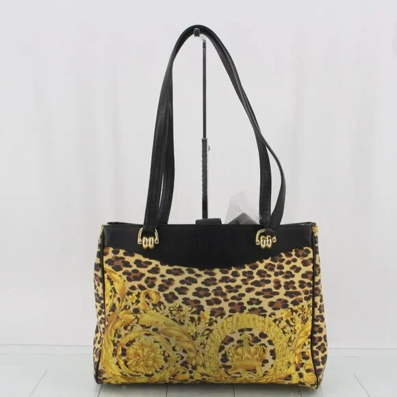 Gianni Versace Leopard Print PVC and Leather Tote Bag - Picture 2 of 10